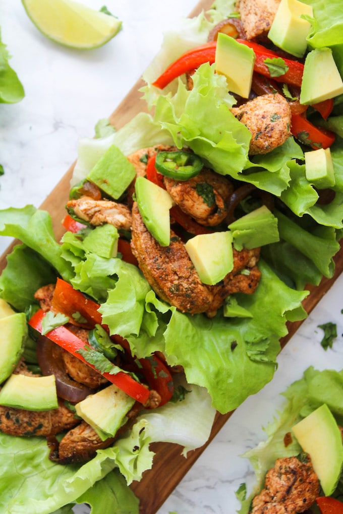 Chicken Fajitas Lettuce Wraps A Saucy Kitchen