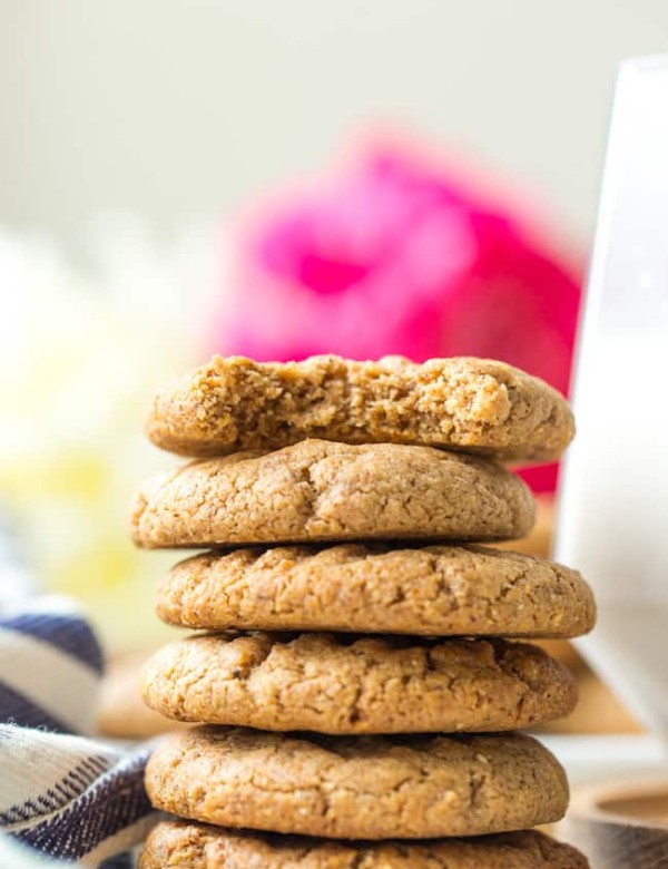 stack of almond butter cookies