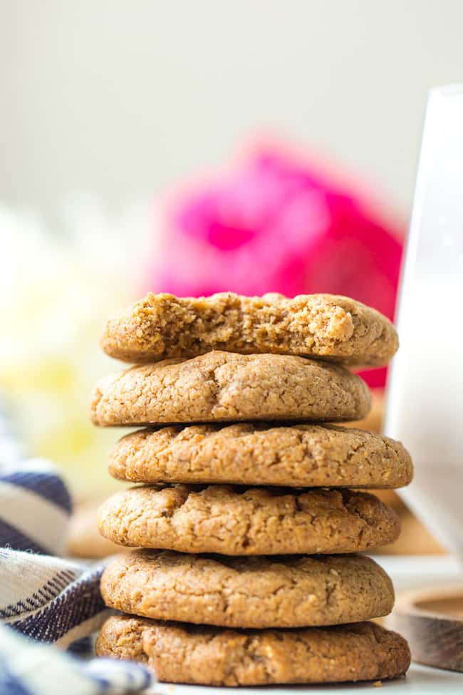 stack of almond butter cookies