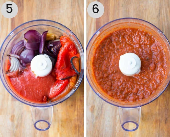 roasted red pepper sauce before and after mixing