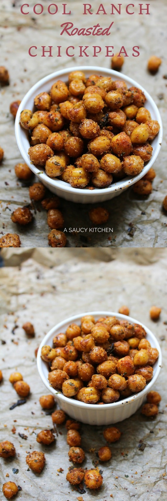 Vegan Cool Ranch Roasted Chickpeas - a super easy recipe for a healthy snack @asaucykitchen