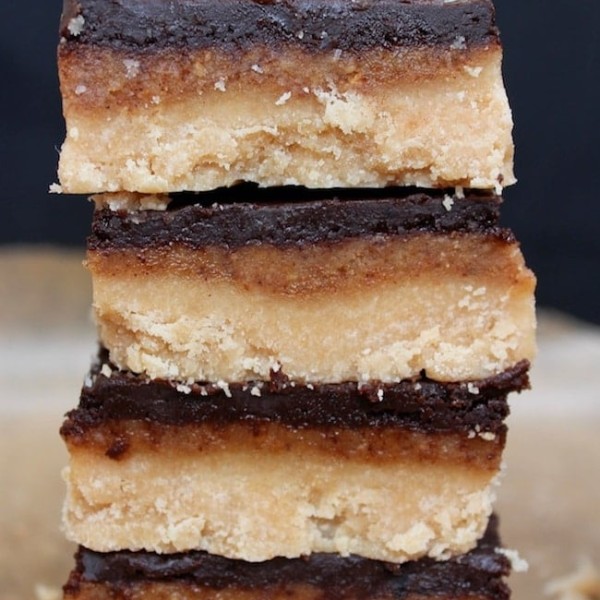 a stack of Paleo-Vegan-Millionaires-Shortbread