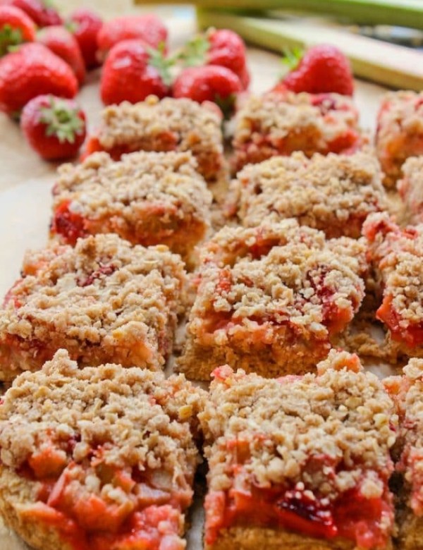 Strawberry Rhubarb Bars::Gluten Free & Vegan | asaucykitchen.com