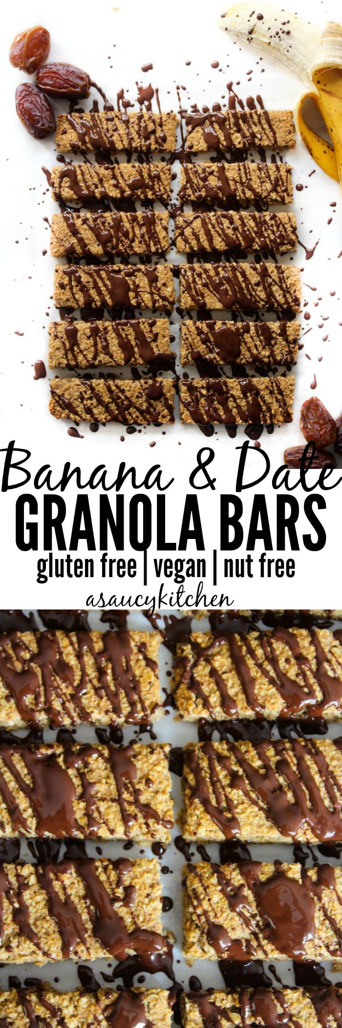 Banana & Date Granola Bars gluten free, nut free, vegan www.asaucykitchen.com