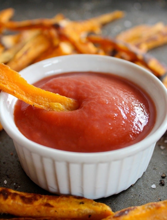 fry dipping into Paleo & Low Fodmap Ketchup 