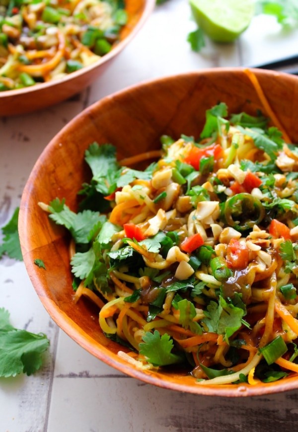Veggie Pad Thai Zoodles with a Peanut Dressing A Saucy Kitchen