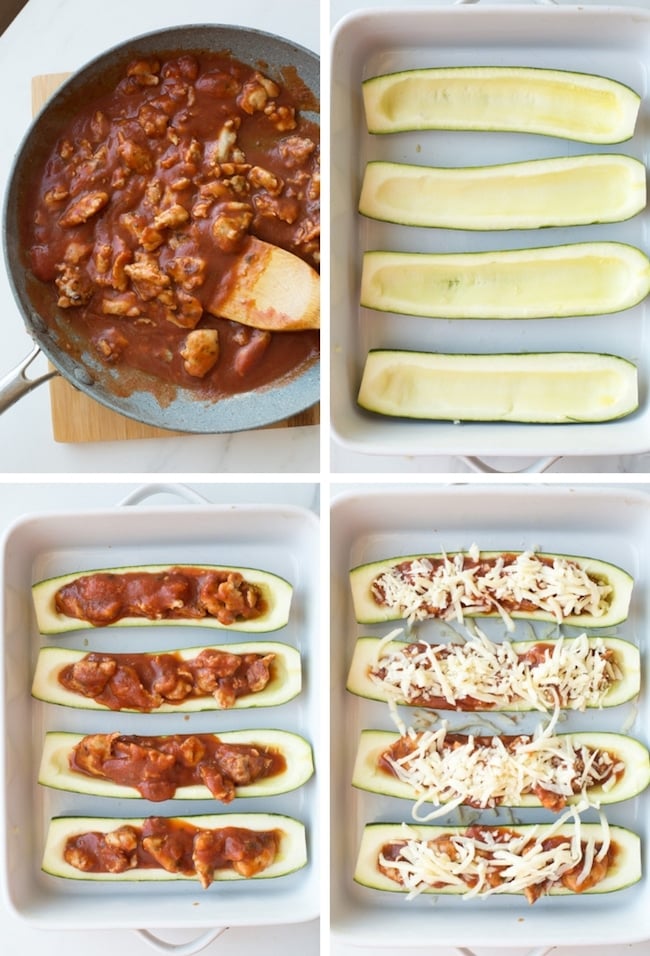 Zucchini Pizza Boats collage