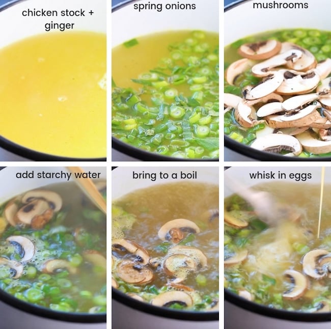 Ginger and Spring Onion Egg Drop Soup collage