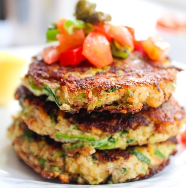 Ricotta Zucchini Fritters & Caper Tomato Salsa | www.asaucykitchen.com