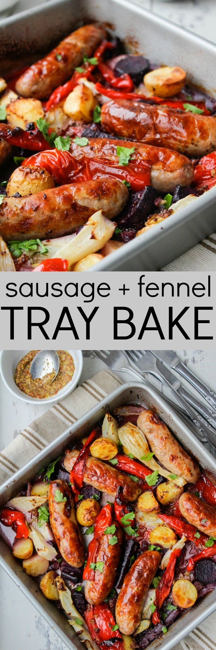 Easy Roast Dinner of Sausage + Fennel Tray Bake @asaucykitchen