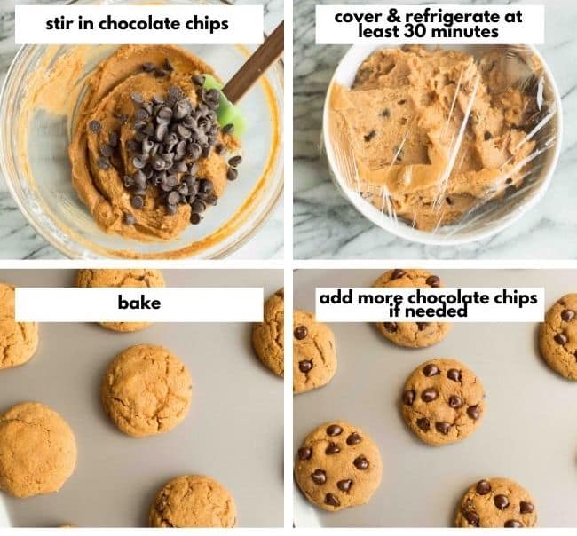 Gluten Free Vegan Pumpkin Chocolate Chip Cookie dough collage 1