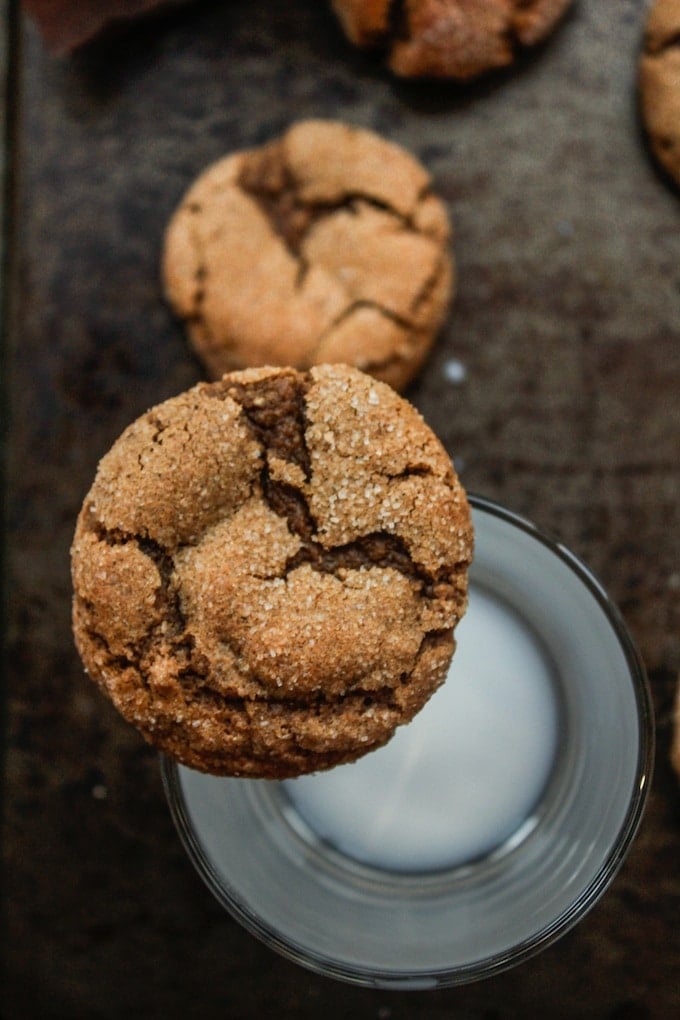 Soft and chewy cardamom spiced ginger cookies. Made in one bowl and ready in under an hour, these spiced cookies are grain, dairy, and nut free.