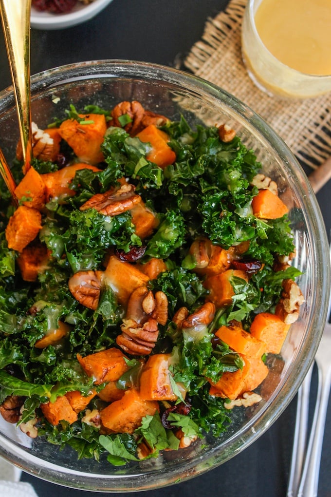 Spicy Roasted Sweet Potato & Kale Salad