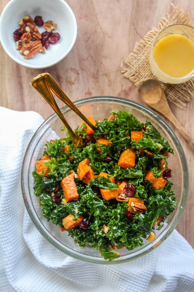 Spicy Roasted Sweet Potato & Kale Salad