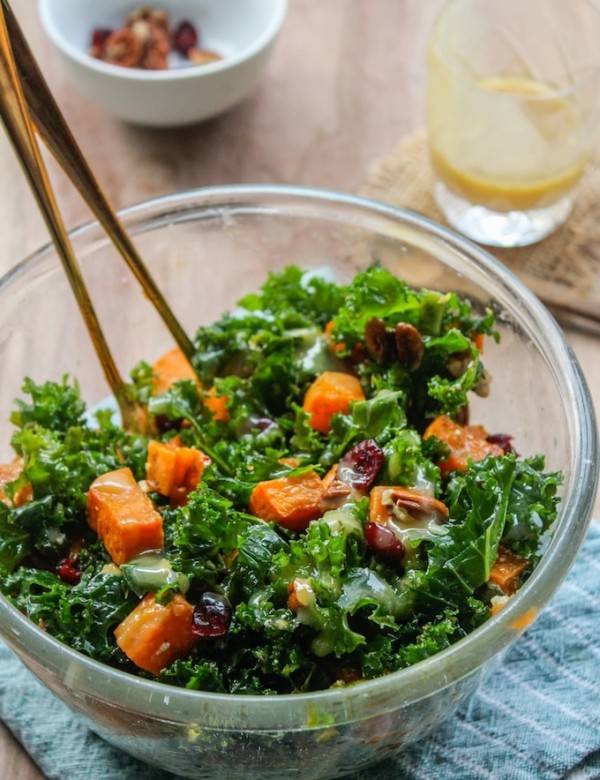 Spicy Roasted Sweet Potato & Kale Salad