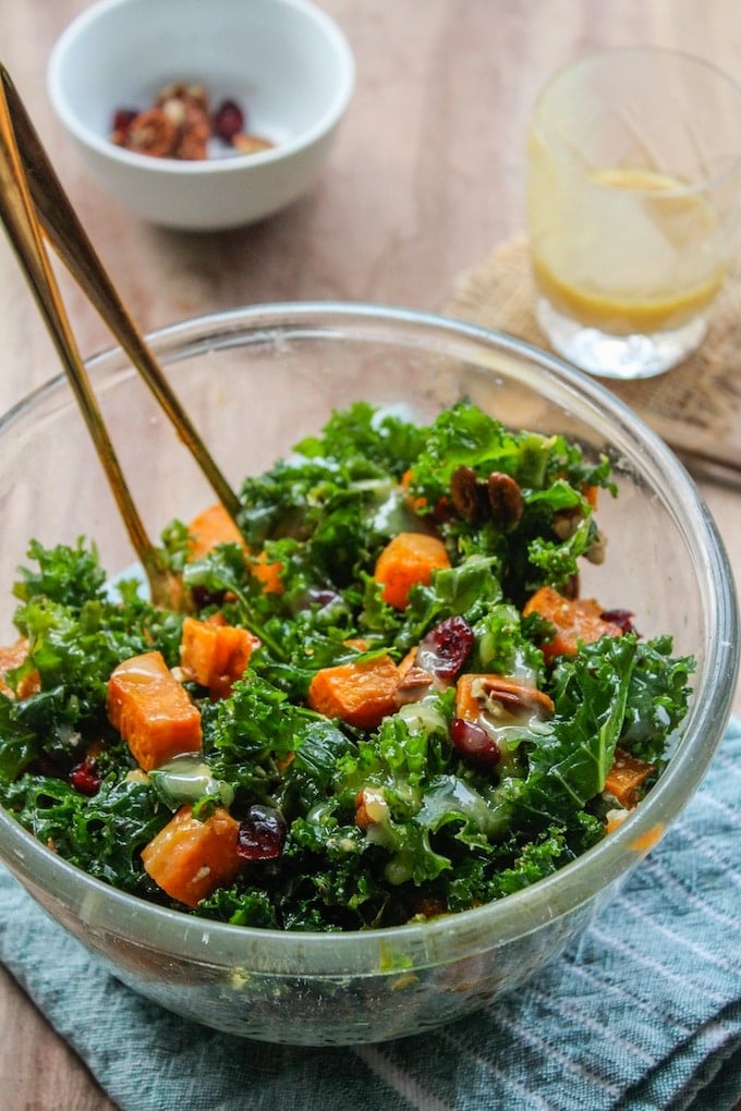 Spicy Roasted Sweet Potato & Kale Salad