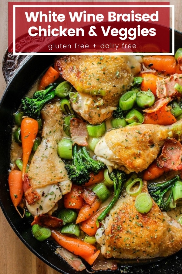 white wine braised chicken and vegetables