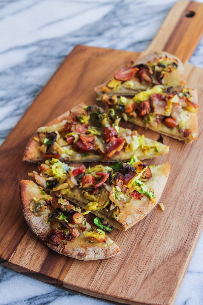 Bacon Brussels and Blue Cheese Flatbread: pizza for two in under 30 minutes! 