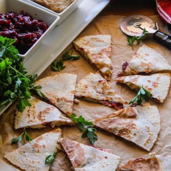 Turkey Cranberry and Brie Quesadilla