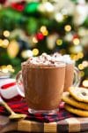 coconut milk peppermint hot chocolate topped with whipped cream
