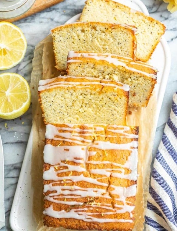 sliced almond lemon loaf