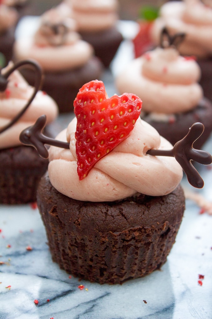 Paleo Chocolate Cupcakes with a Strawberry Buttercream