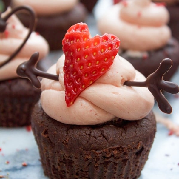 Chocolate Cupcakes with Strawberry Buttercream