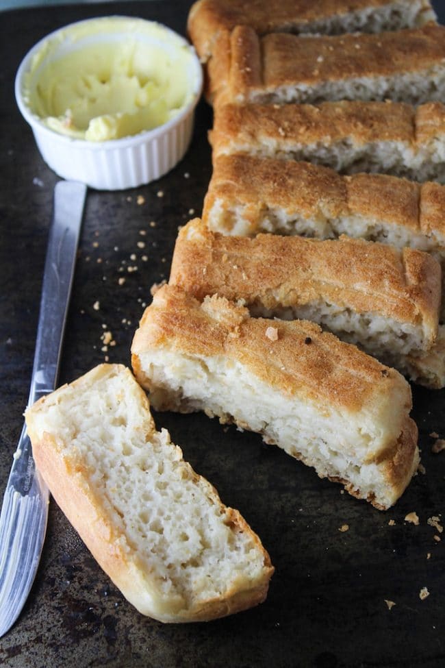 gluten free vegan French bread  slices with butter