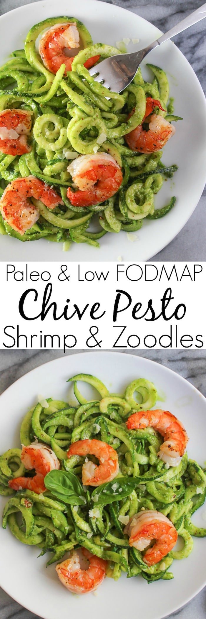 Chive Pesto Shrimp & Zoodles - paleo, low FODMAP, and whole 30 approved