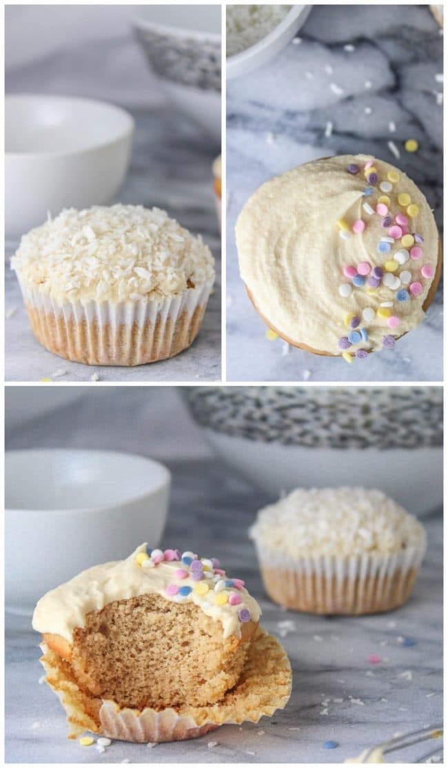 Single Serve Vanilla Cupcake collage