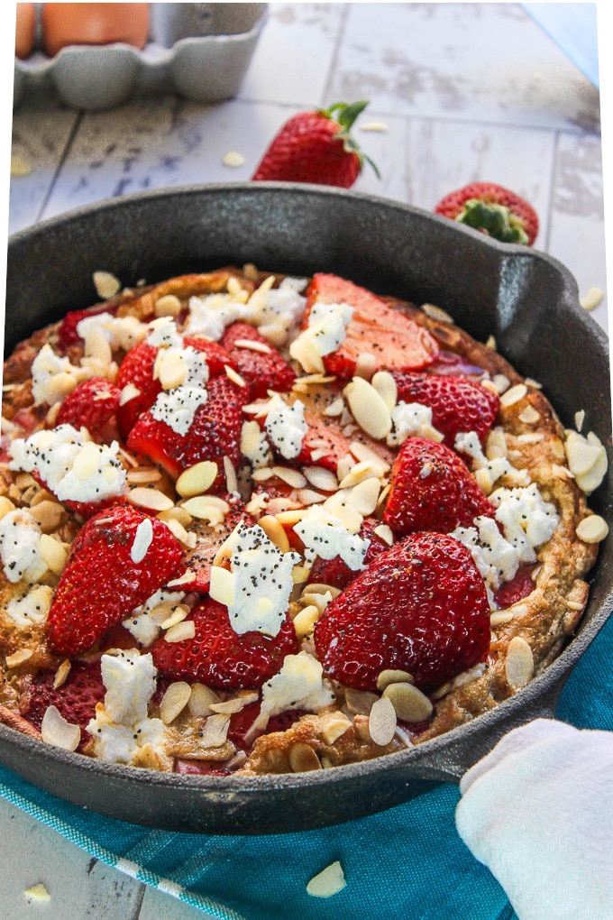 Strawberry Almond Sweet Frittata - gluten free and low carb with a dairy free option