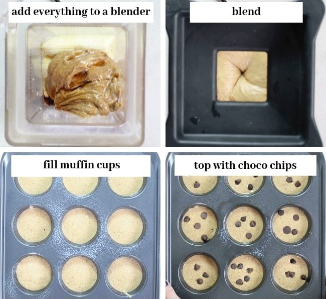 almond butter blender muffins collage