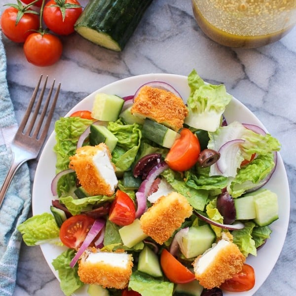 Greek Salad with Fried Feta