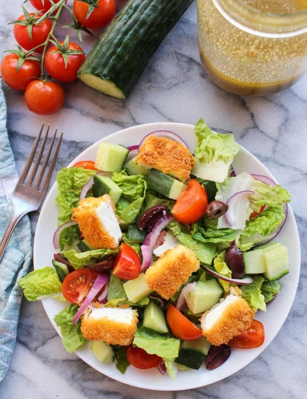 Greek Salad with Fried Feta