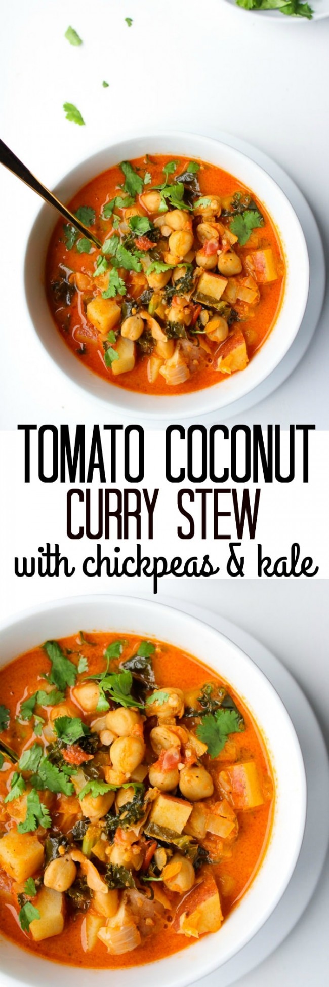 Tomato Coconut Curry Stew with Chickpeas & Kale A Saucy Kitchen