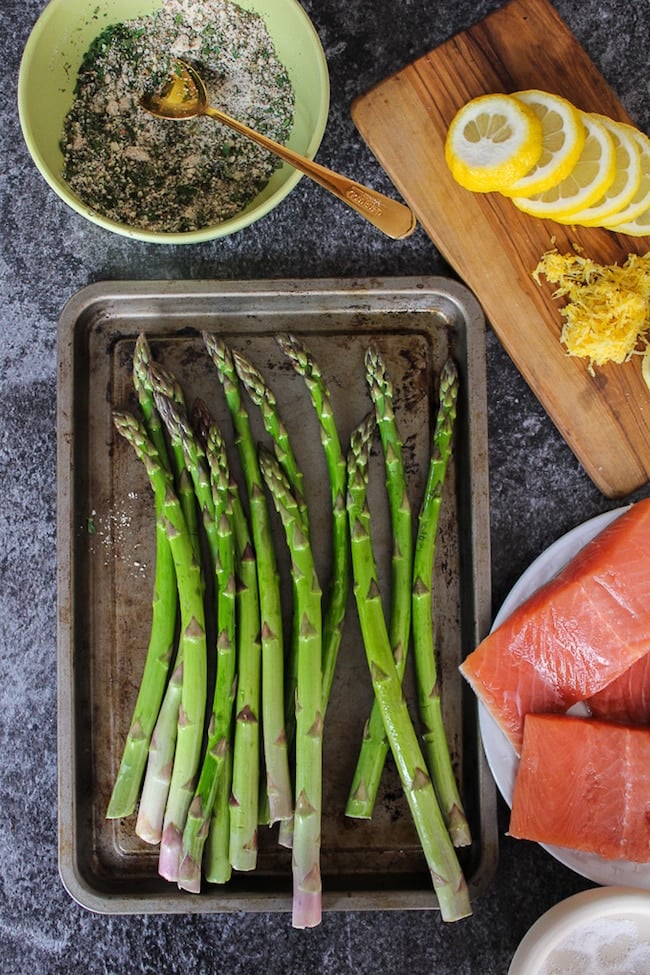 Almond & Herb Crusted Baked Salmon + Asparagus 