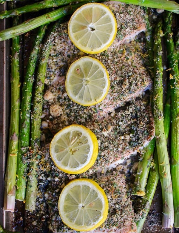 Almond and Herb Crusted Salmon with Asparagus