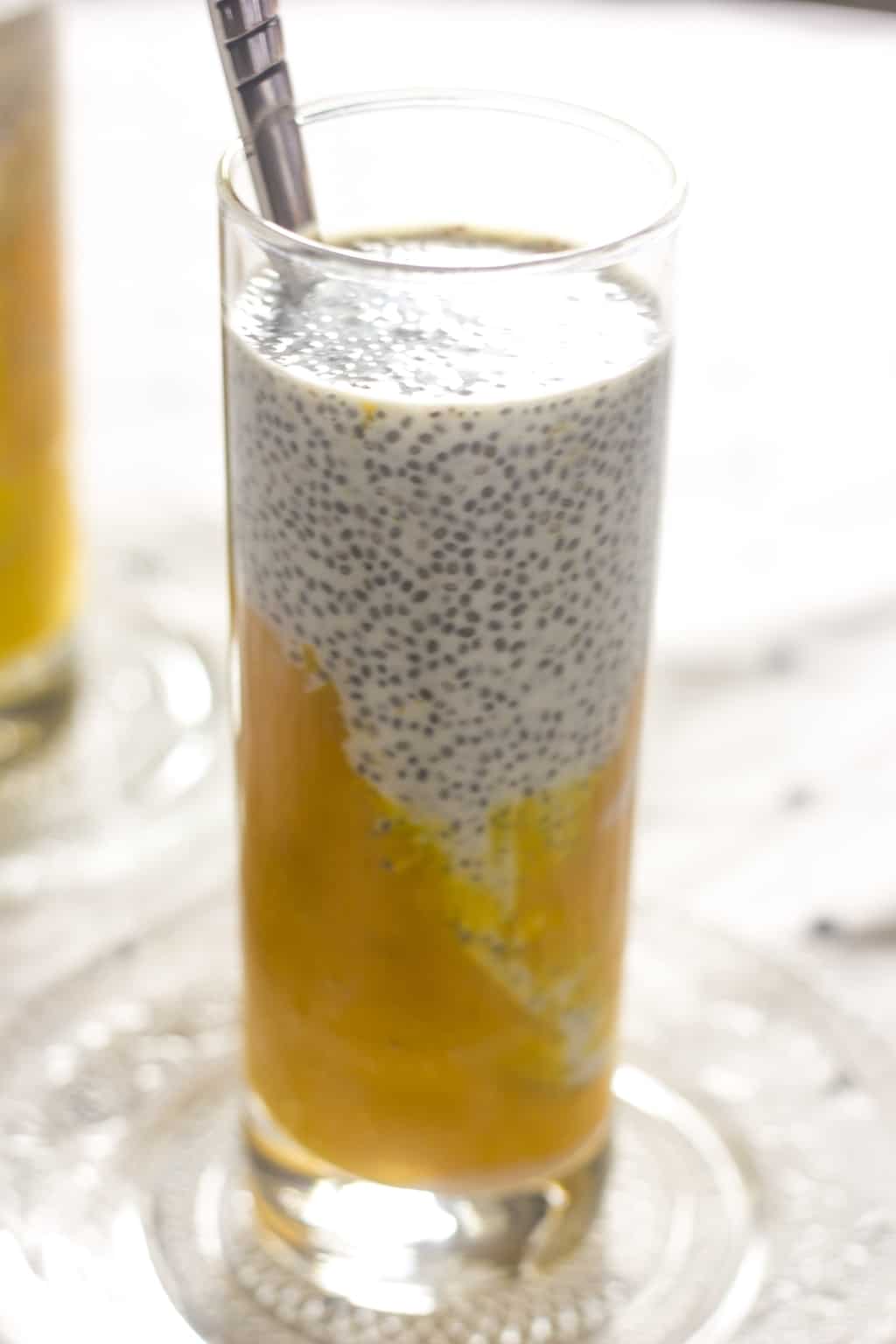 Mango Chia Seed Breakfast Drink | My Food Story | 20 Swoon Worthy Chia Pudding Recipes | Gluten Free, Vegan, and Paleo options
