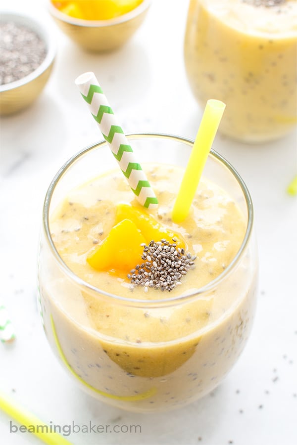 Mango Chia Seed Smoothie | Beaming Baker | 20 Swoon Worthy Chia Pudding Recipes | Gluten Free, Vegan, and Paleo options