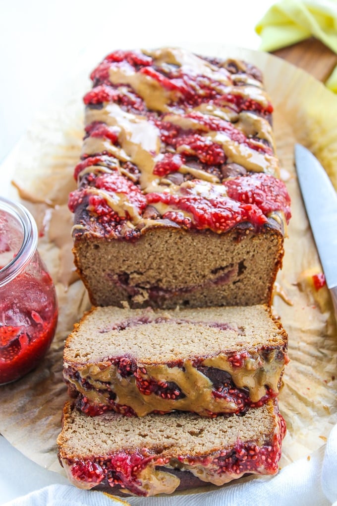 Peanut Butter and Jelly Banana Bread | Grain Free, Low FODMAP, & Dairy Free @asaucykitchen