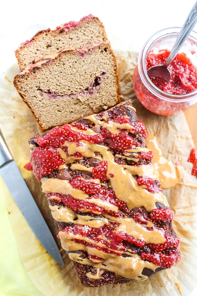 Peanut Butter and Jelly Banana Bread | Grain Free, Low FODMAP, & Dairy Free @asaucykitchen