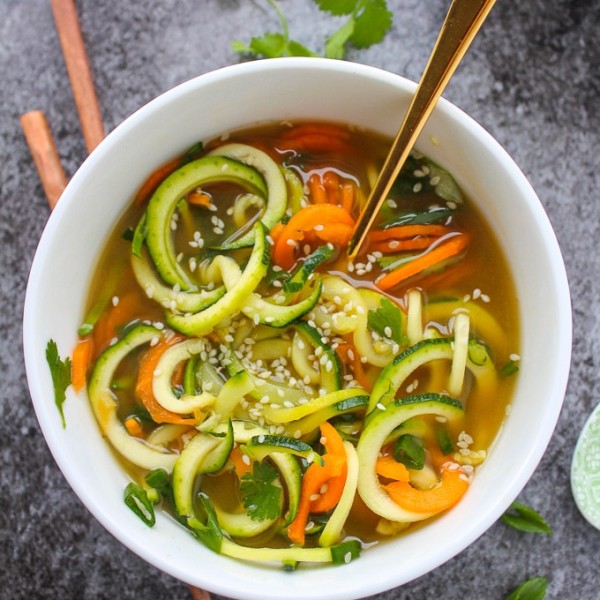 Vegetable noodle Miso Soup - an easy, 10 minute soup that's simply delicious! Grain free, Low FODMAP and Vegan options