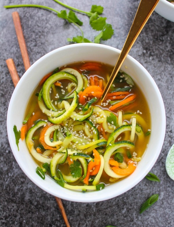 Vegetable noodle Miso Soup - an easy, 10 minute soup that's simply delicious! Grain free, Low FODMAP and Vegan options