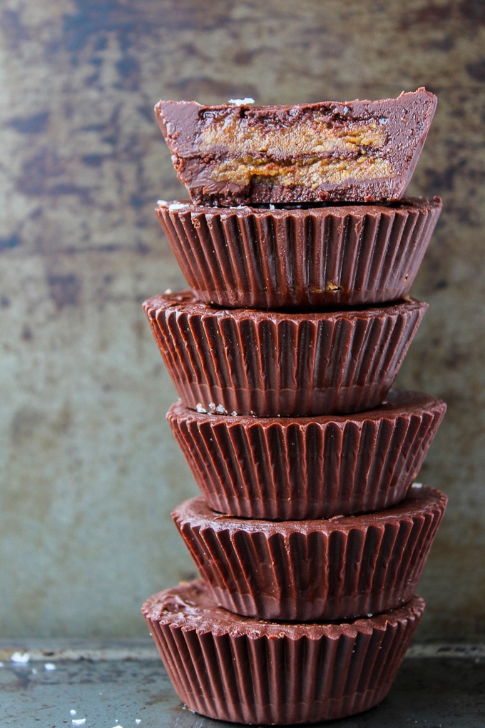 Double Decker Almond Butter Cups - made with six ingredients! Paleo, Vegan, and low FODMAP