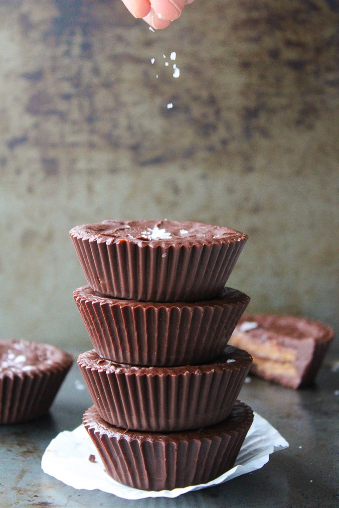 Double Decker Almond Butter Cups - made with six ingredients! Paleo, Vegan, and low FODMAP