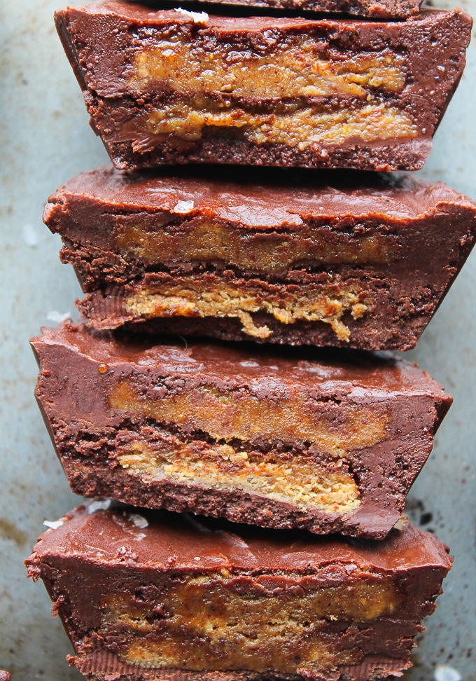 Double Decker Almond Butter Cups - made with six ingredients! Paleo, Vegan, and low FODMAP