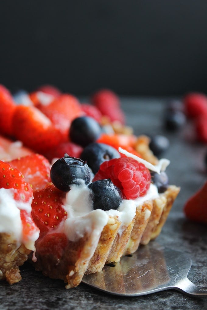 Mixed Berry & Whipped Coconut Cream Pie - a simple, naturally sweetened, no bake summer dessert 