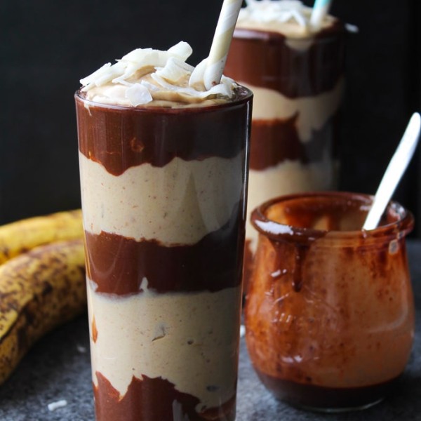 Peanut Butter Banana Coconut Milk Shake with Chocolate