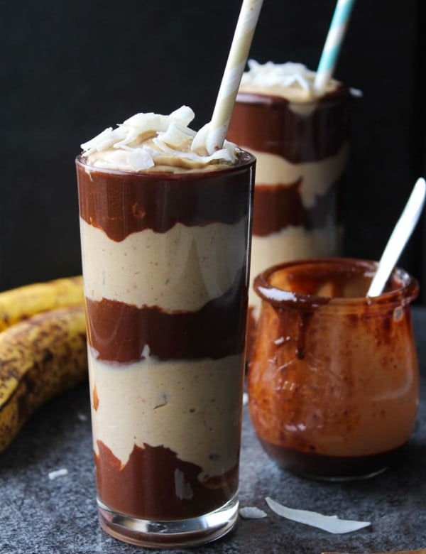 Peanut Butter Banana Coconut Milk Shake with Chocolate