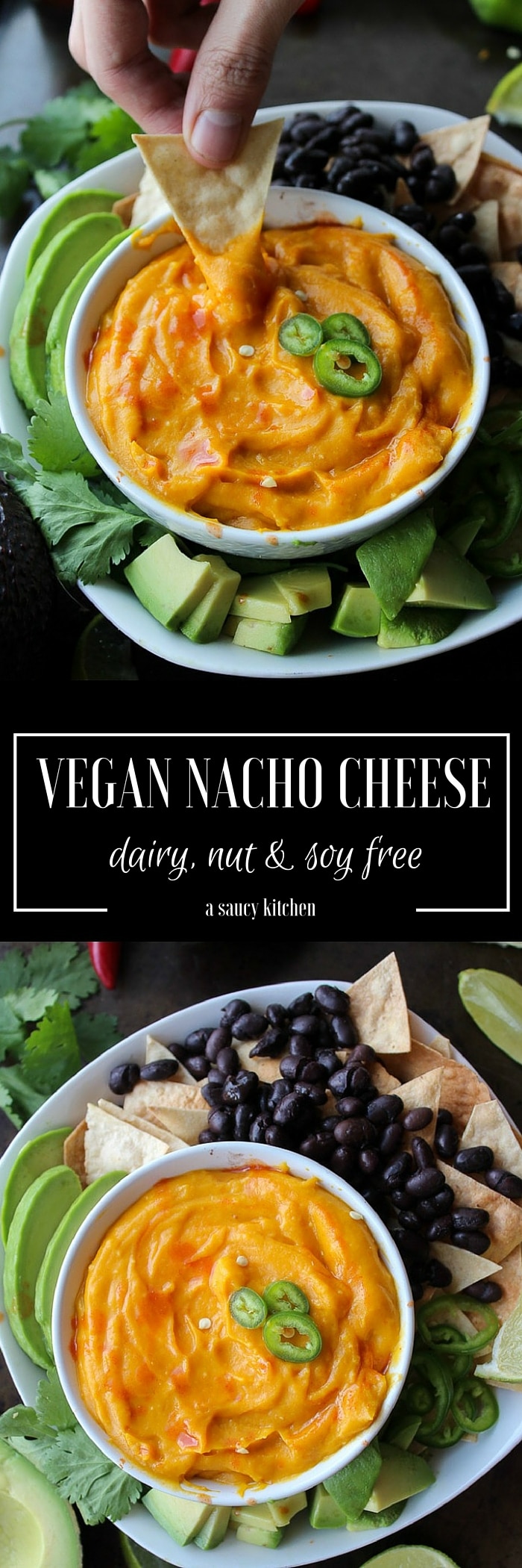 Simple Vegan Nacho Cheese - made with only a handful of ingredients (plus water and salt but those don't count)! dairy, nut, and soy free